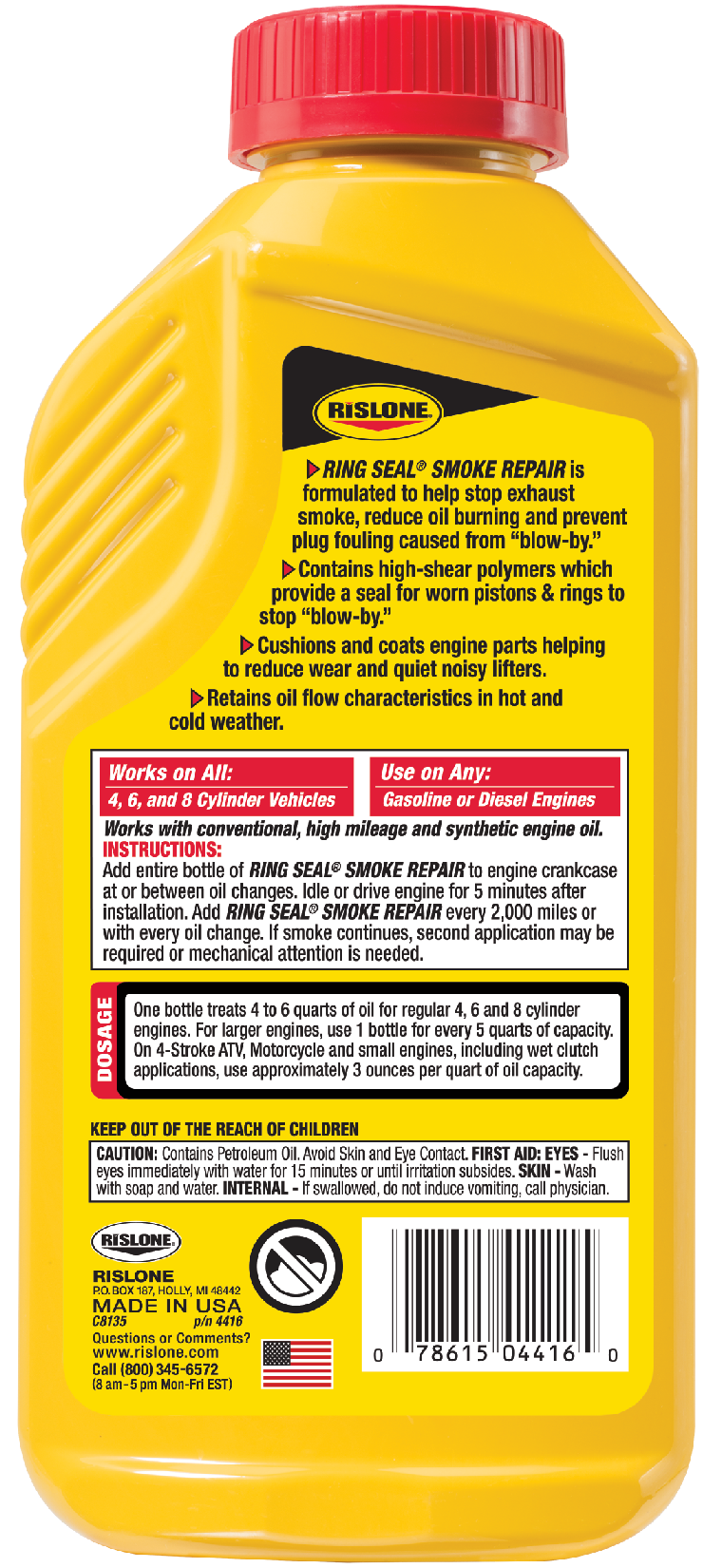 High Mileage Ring Seal Smoke Repair Reduce Oil Burning Rislone